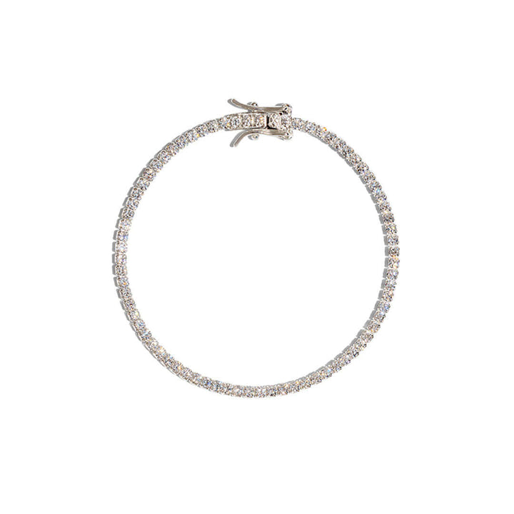 Alice Tennis Bracelet featuring a sparkling, dainty design perfect for stacking or wearing solo.