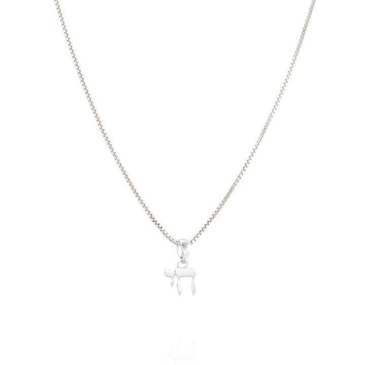 Chai Necklace in silver-plated brass featuring a delicate Chai pendant, symbolizing life and resilience.
