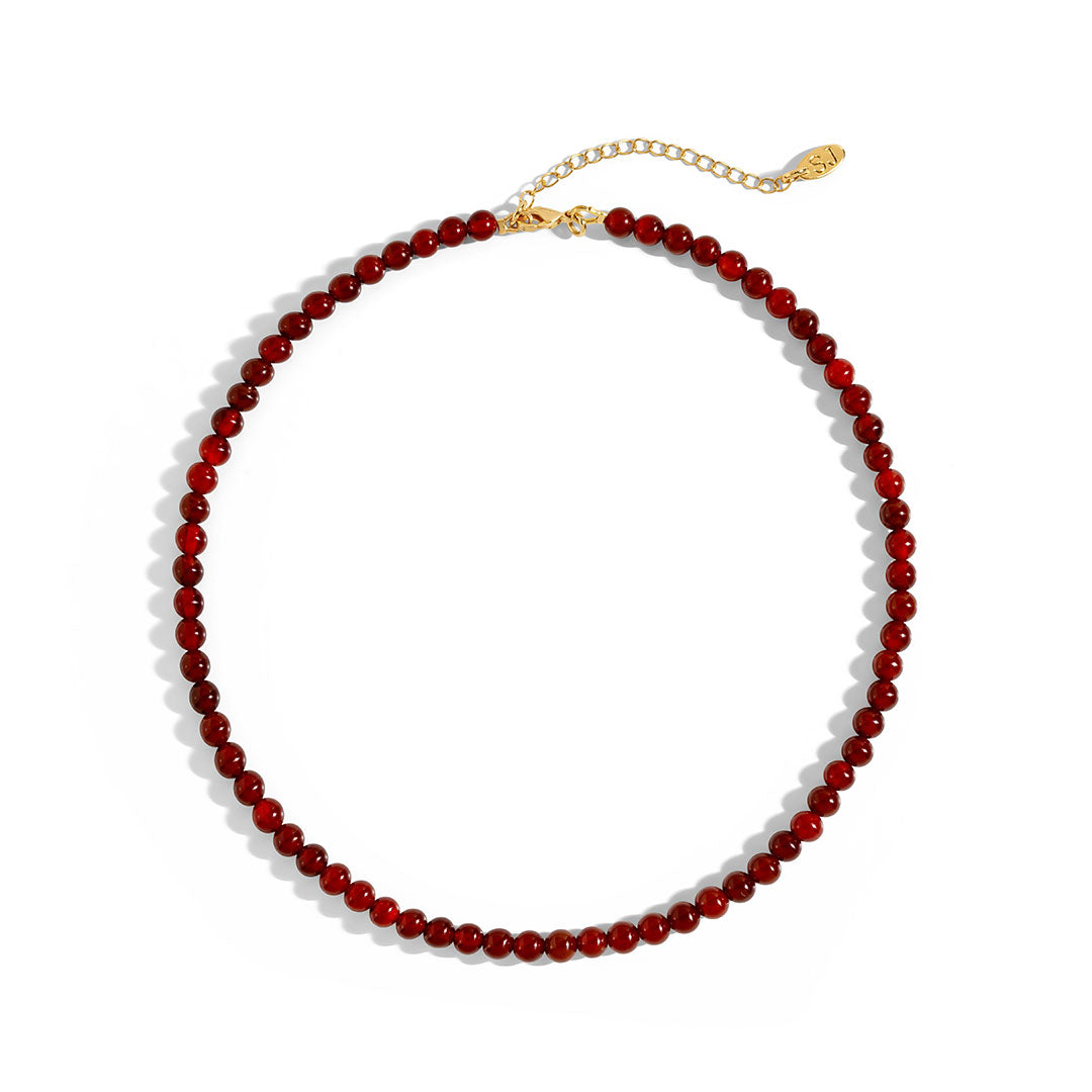 Burgundy Necklace made with rich carnelian stones, designed for a chic choker-style look.