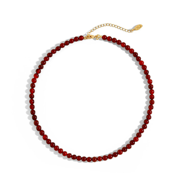 Burgundy Necklace made with rich carnelian stones, designed for a chic choker-style look.