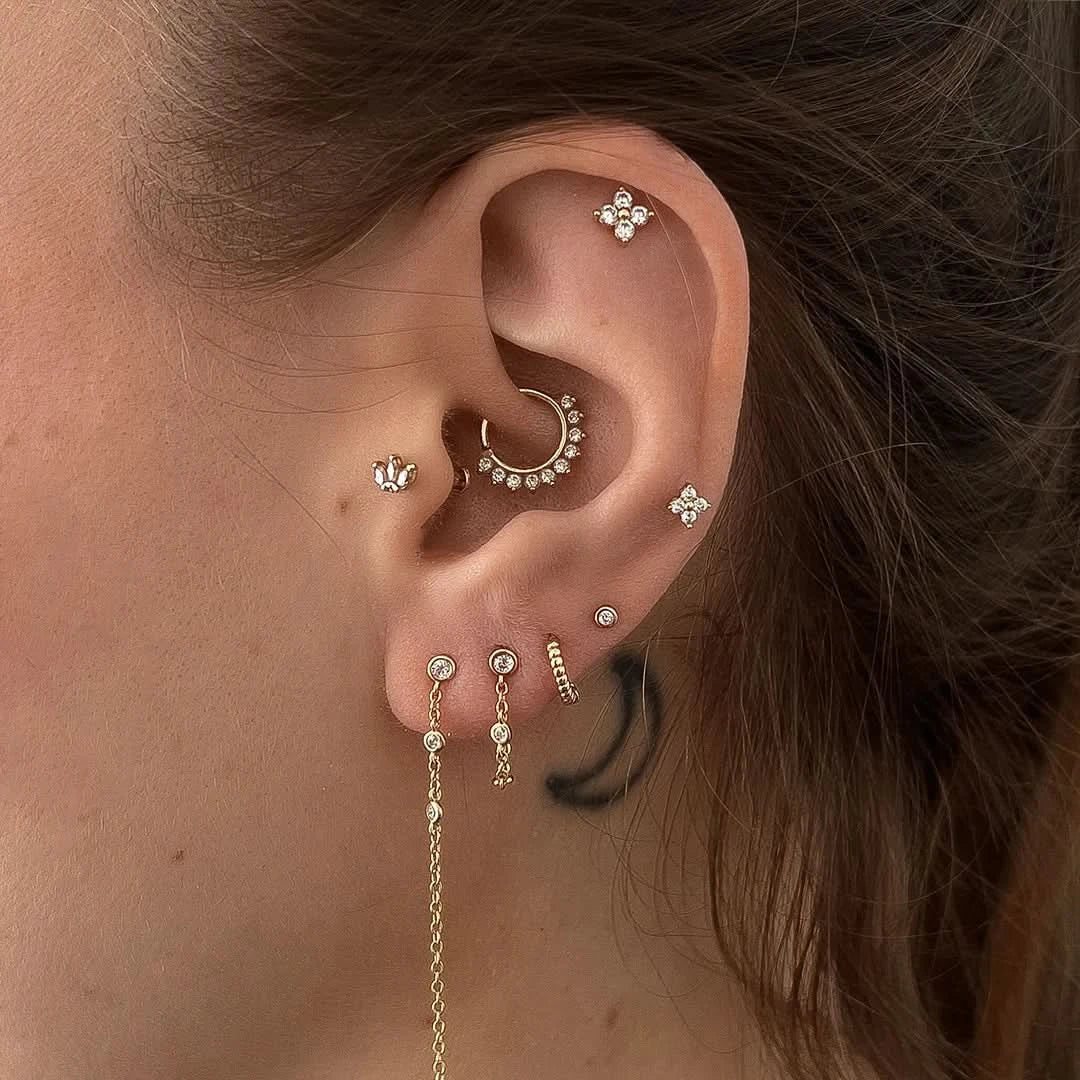 Large Flower 14K Gold Plated Flatback Stud