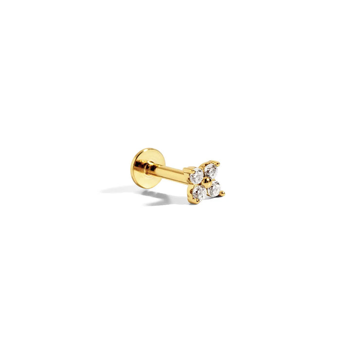 Small Flower 14K Gold Plated Flatback Stud