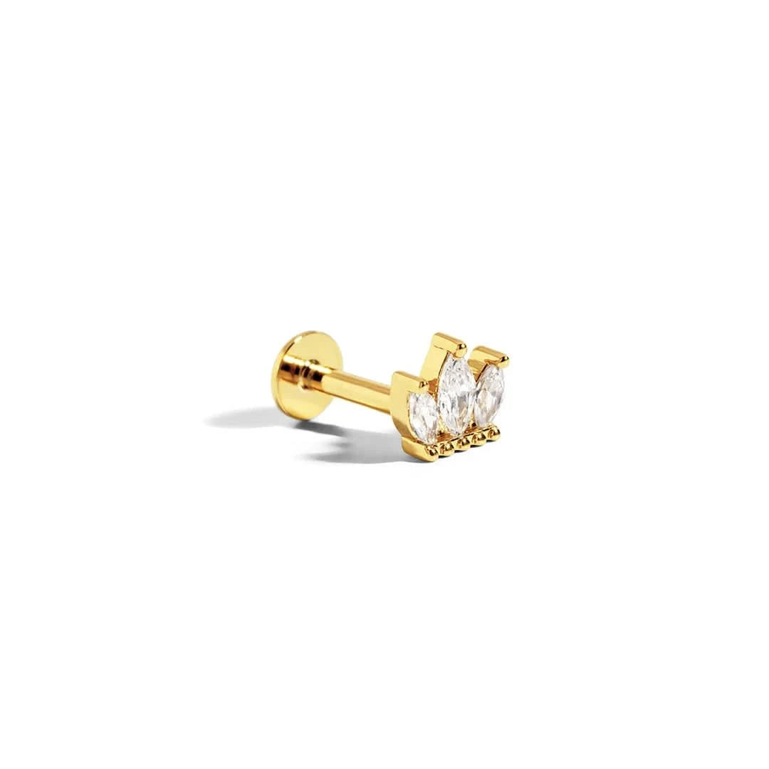 Crown Marquise 14K Gold Plated Flatback Stud