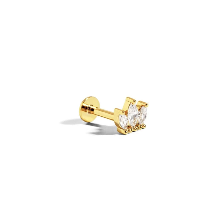 Crown Marquise 14K Gold Plated Flatback Stud