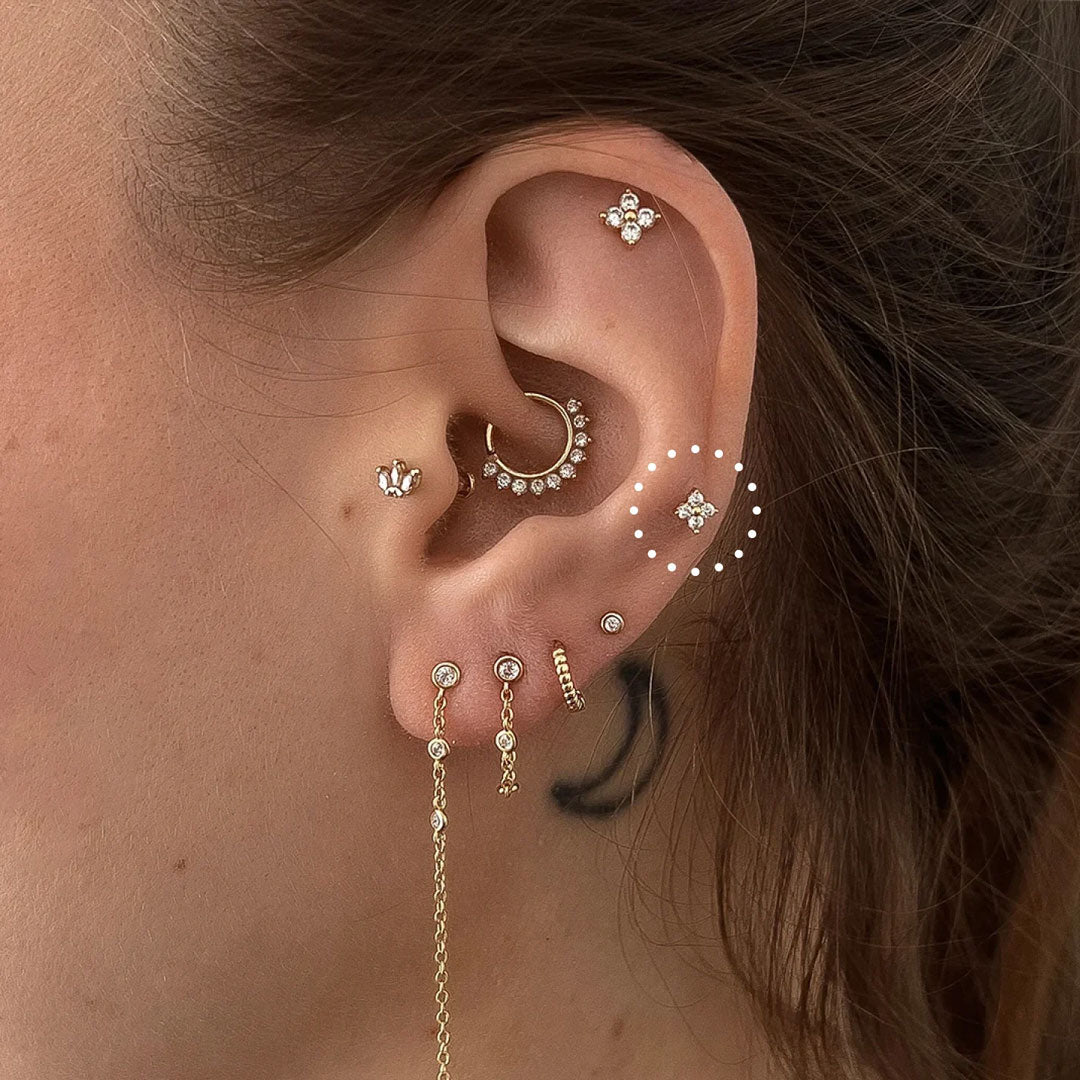 Small Flower 14K Gold Plated Flatback Stud