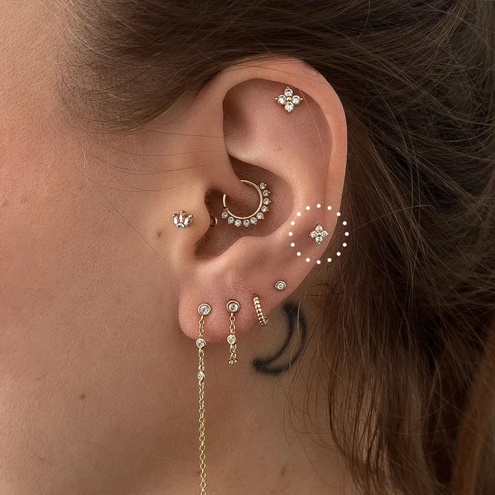 Small Flower 14K Gold Plated Flatback Stud