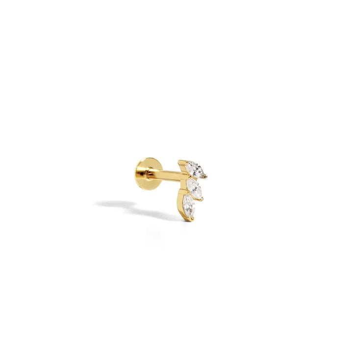 Ivy Marquise 14K Gold Plated Flatback Stud