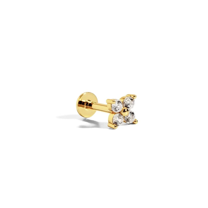 Large Flower 14K Gold Plated Flatback Stud