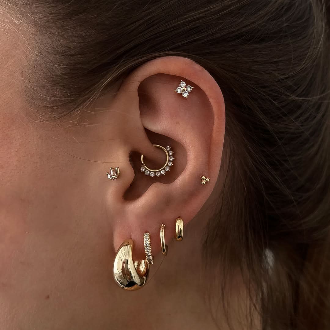 Bubbles 14K Gold Plated Flatback Piercing Stud
