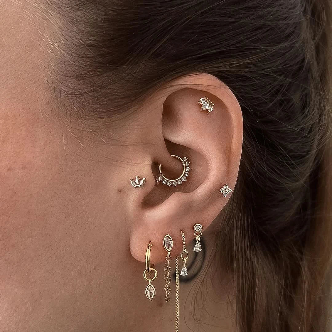 Crown Marquise 14K Gold Plated Flatback Stud
