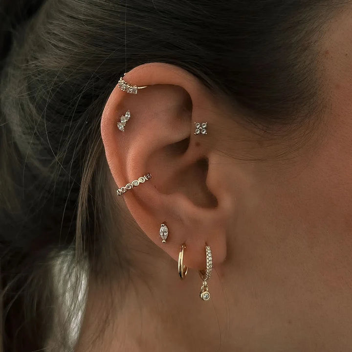 Ivy Marquise 14K Gold Plated Flatback Stud