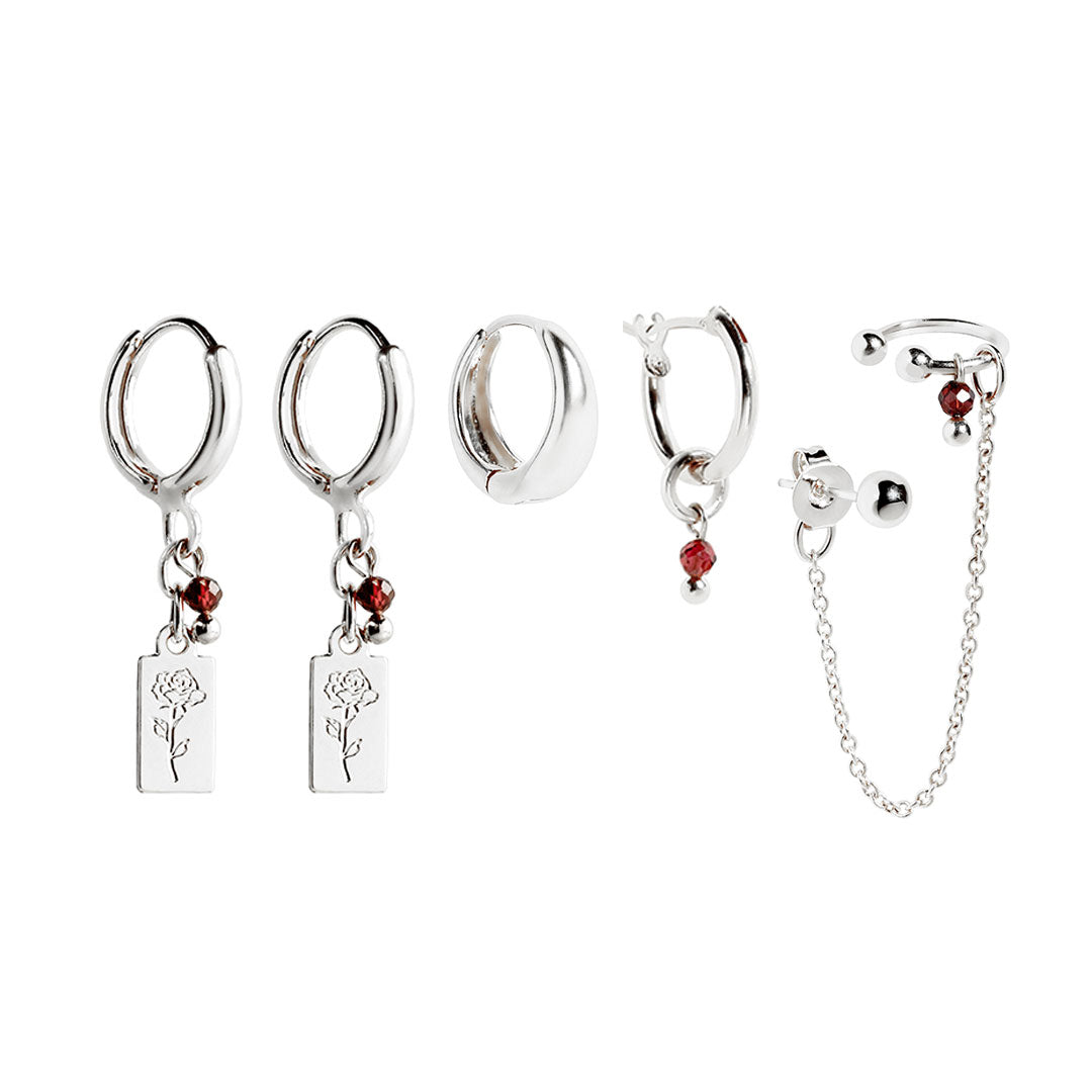 Burgundy Earrings Set