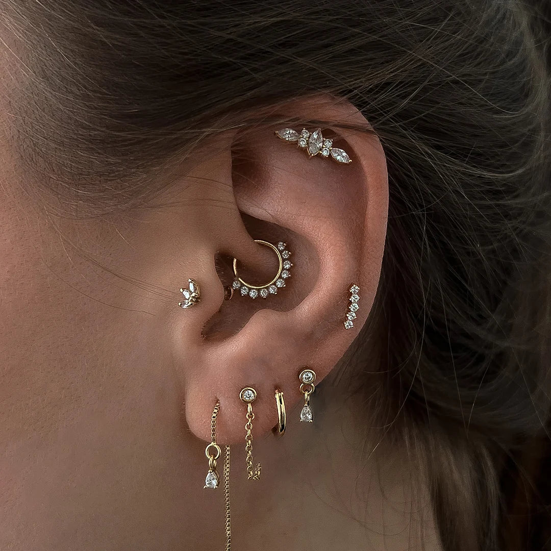 Princess Line 925 Sterling Silver Flatback Stud
