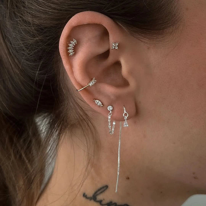 Queen Marquise Arc 925 Sterling Silver Flatback Stud
