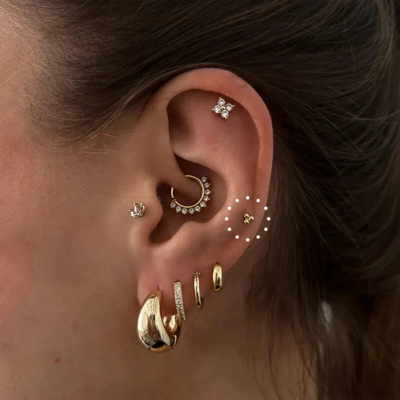 Bubbles 925 Sterling Silver Flatback Piercing Stud