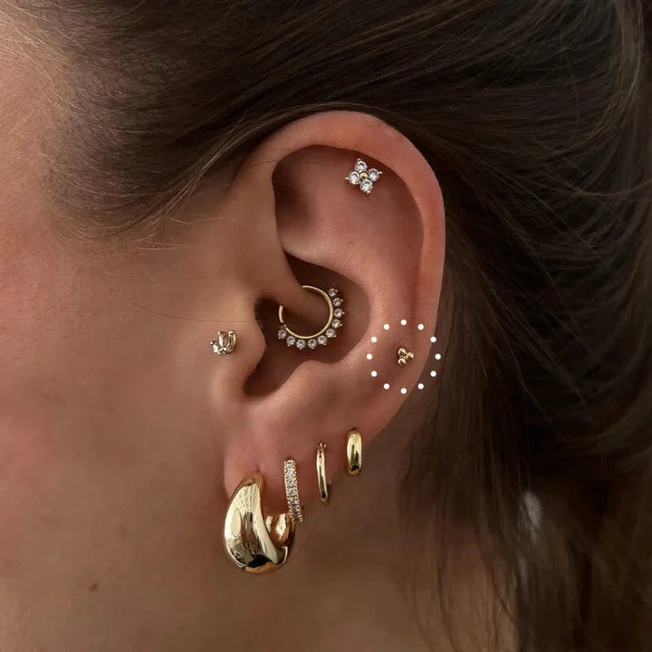 Bubbles 925 Sterling Silver Flatback Piercing Stud
