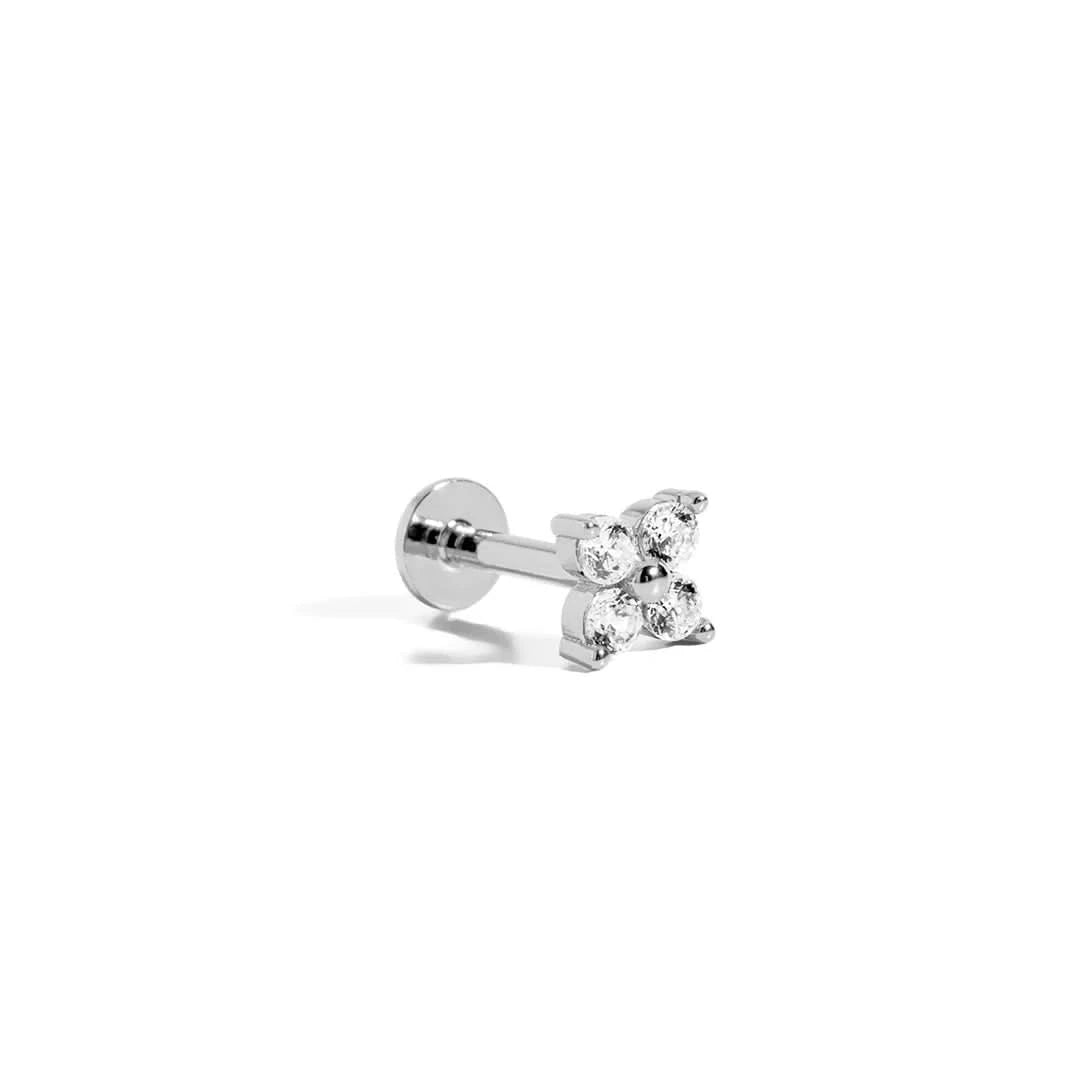Large Flower 925 Sterling Silver Flatback Stud