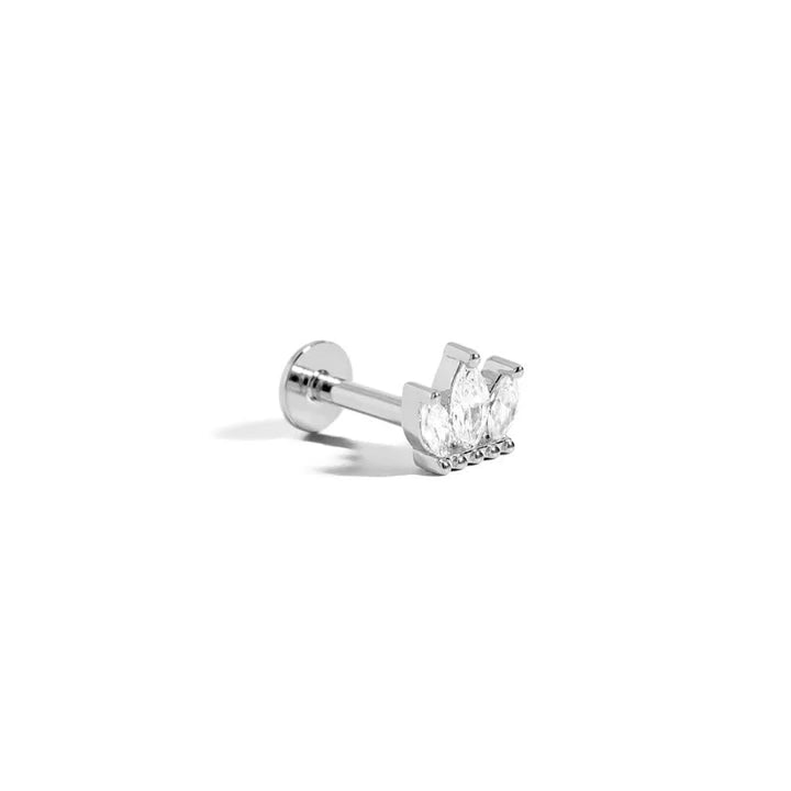 Crown Marquise 925 Sterling Silver Flatback Stud