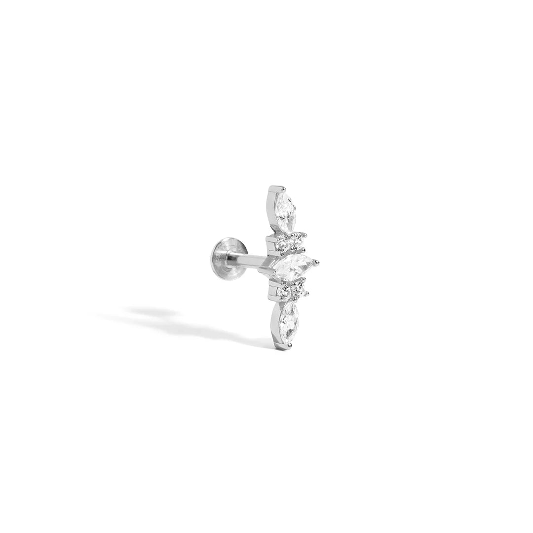 Royal Marquise 925 Sterling Silver Flatback Stud