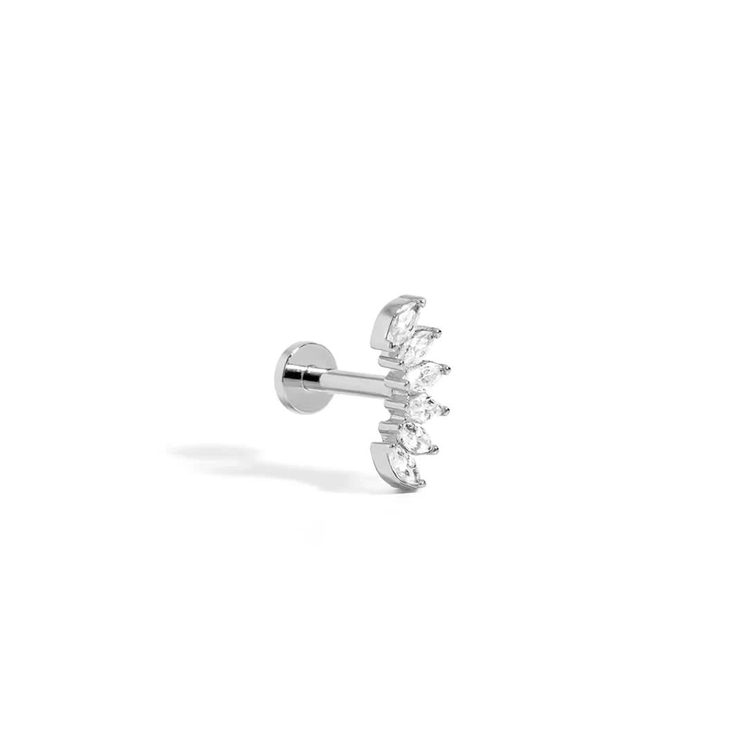 Queen Marquise Arc 925 Sterling Silver Flatback Stud
