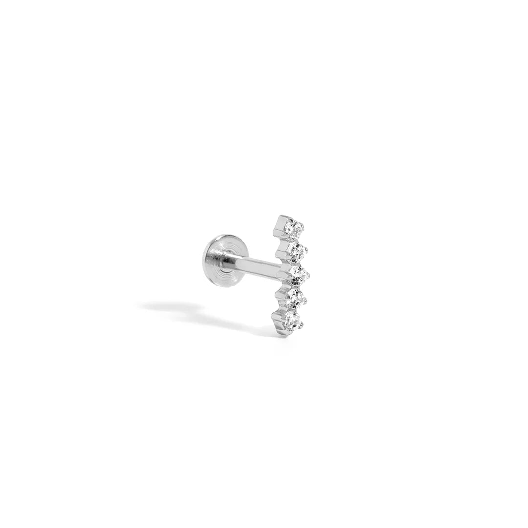 Princess Line 925 Sterling Silver Flatback Stud