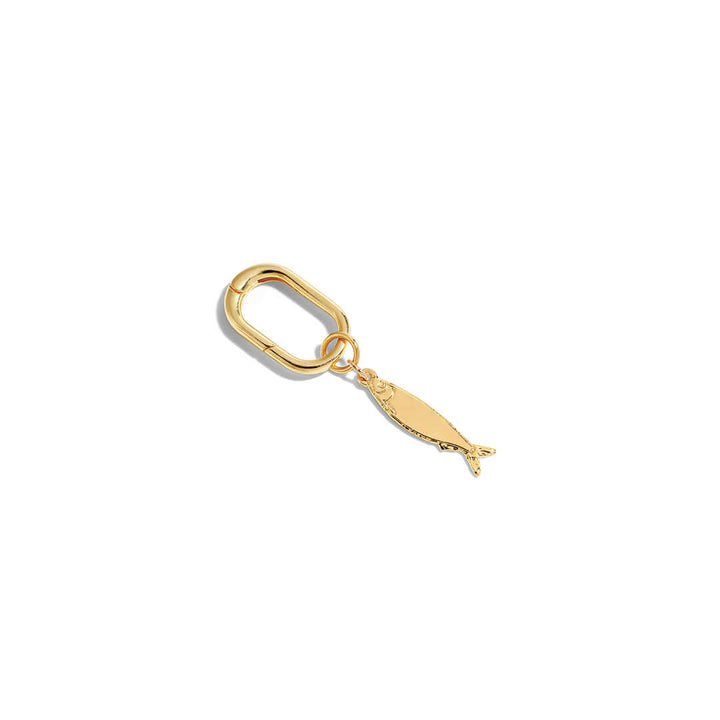 Gold Fish Charm on a clip, perfect for bags, wallets, or keys, adding a personal touch to your accessories.