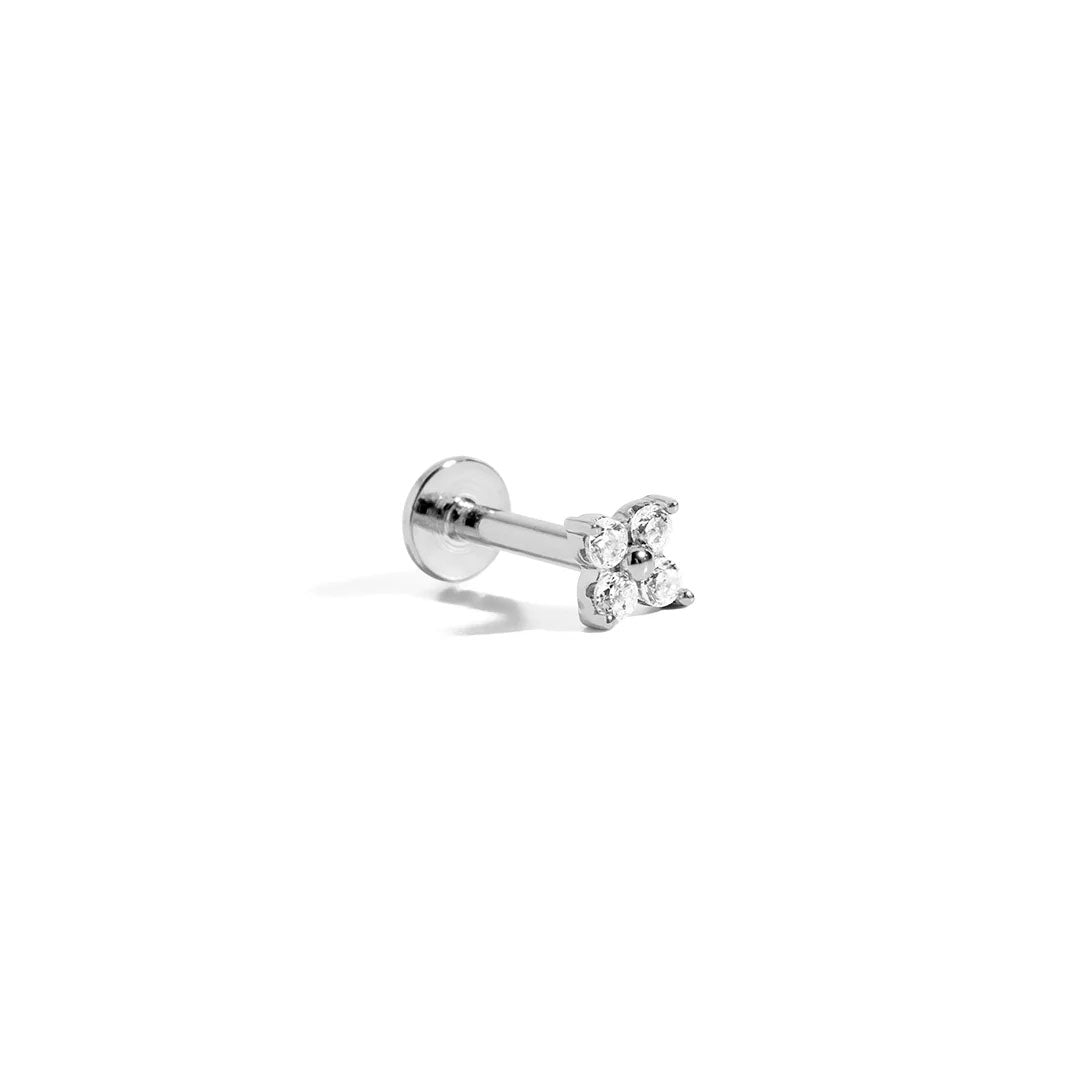 Small Flower 925 Sterling Silver Flatback Stud