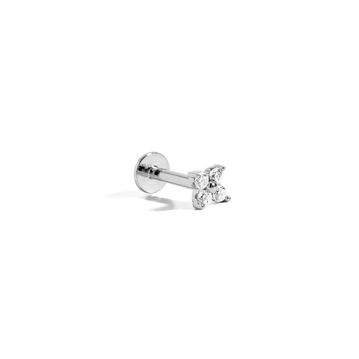 Small Flower 925 Sterling Silver Flatback Stud
