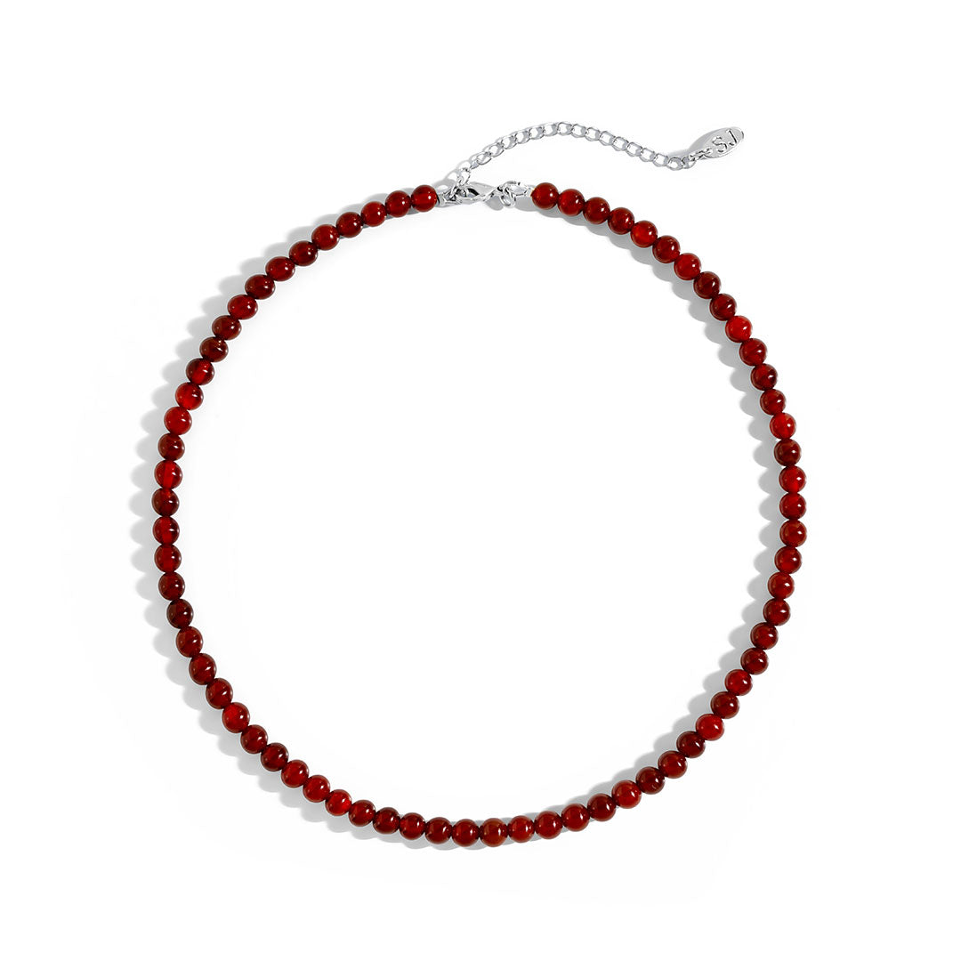 Burgundy Necklace featuring rich carnelian stones in a choker-style design for a trendy look.