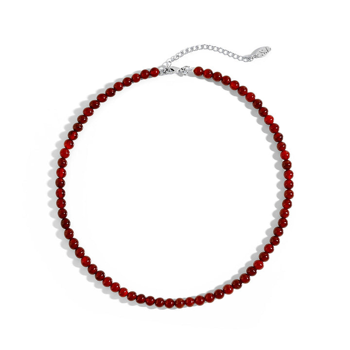 Burgundy Necklace featuring rich carnelian stones in a choker-style design for a trendy look.