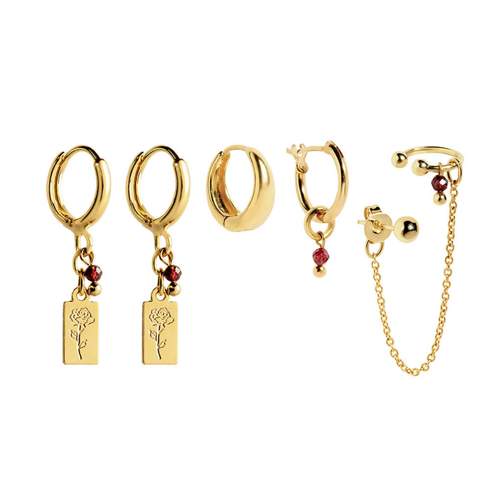 Burgundy Earrings Set
