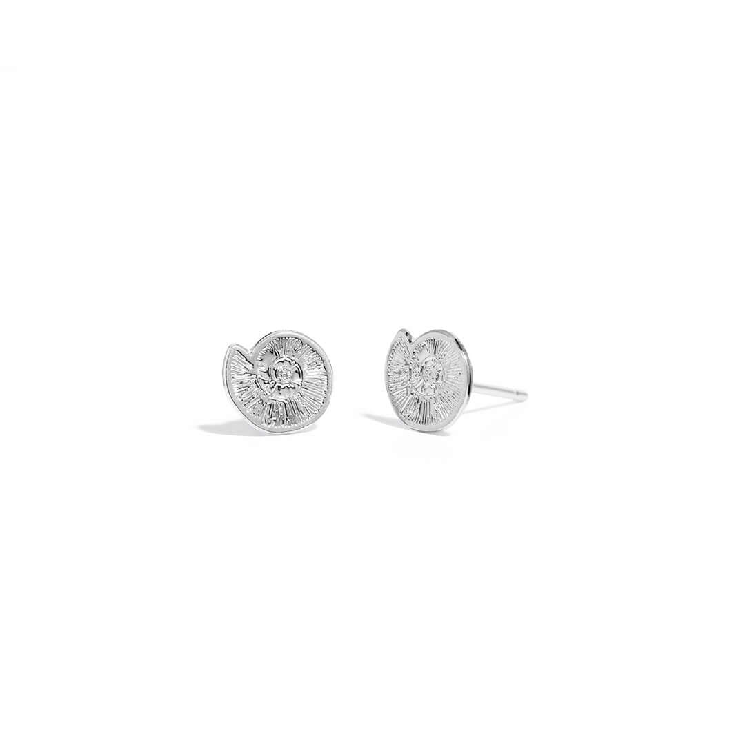 Spiral Shell Earrings in stylish silver design, symbolizing growth and balance for everyday wear.