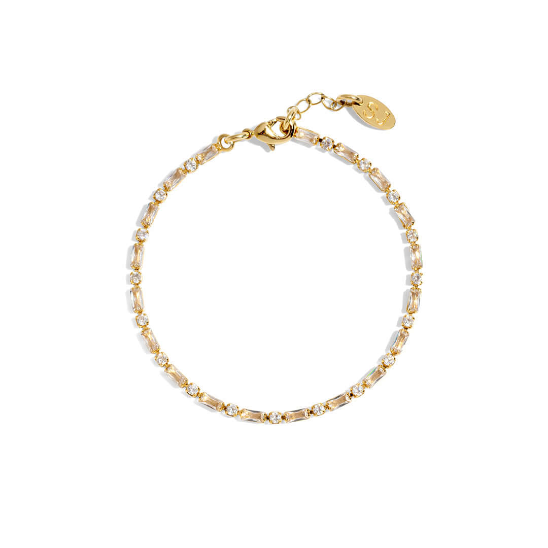 Kris Bracelet by Shani Jacobi, 14K gold plated with crystal stones, 17cm length, stylish and hypoallergenic.