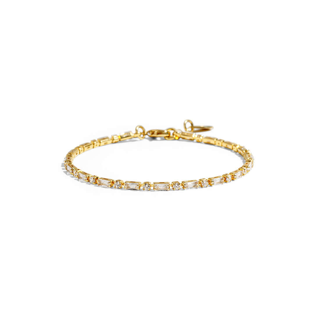 Kris Bracelet by Shani Jacobi, featuring 14K gold plated brass and crystals, elegant and hypoallergenic design.
