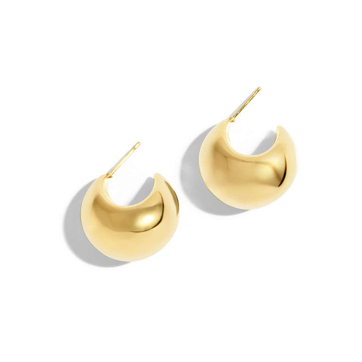 Luna Earrings featuring chunky shiny gold design, lightweight and stylish, perfect for any outfit.