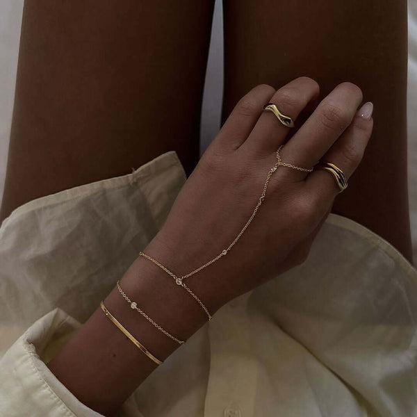 Maayan Bracelet Set (Bundle of 3 Bracelets!) featuring elegant gold bracelets and hand chain.