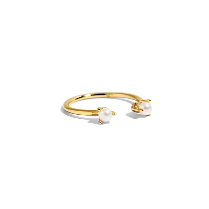 Queen Pearl Ring with freshwater pearls, adjustable open design for a layered look.
