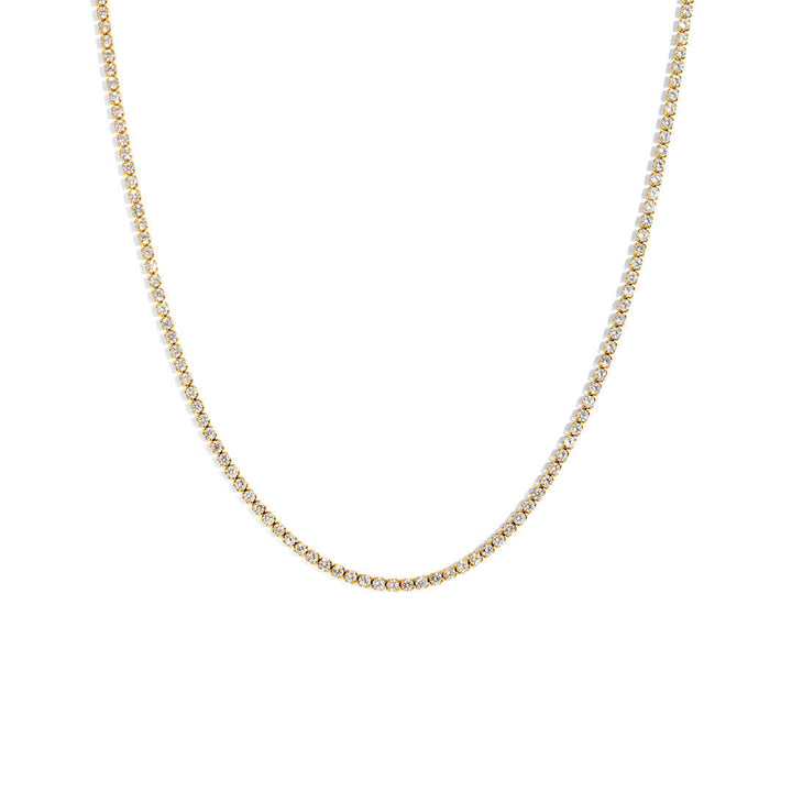 Tennis Necklace by Shani Jacobi, 14K gold plated brass with crystal stones, hypoallergenic design, 38cm length.