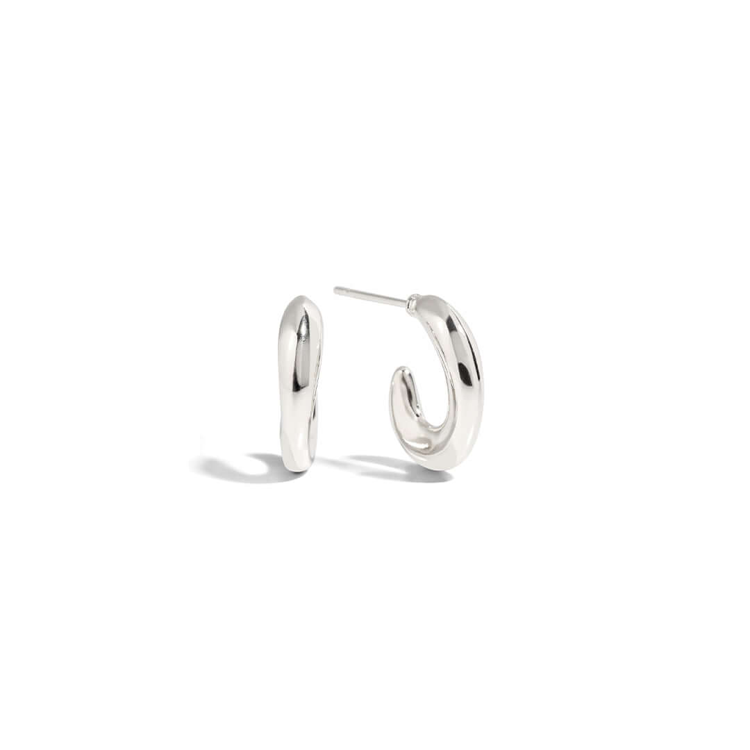 Coco Hoop Earrings in polished silver, dainty and minimal, perfect for everyday styling or stacking in your ear.
