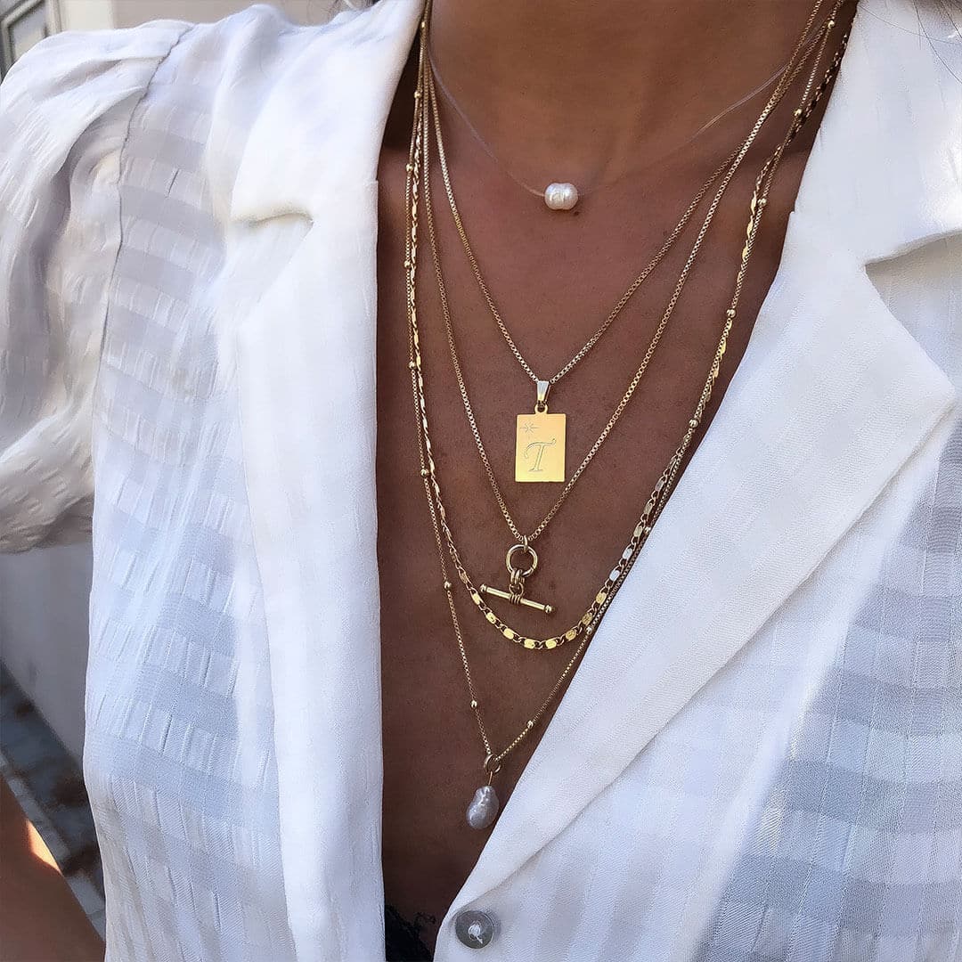 Initial Necklace - T